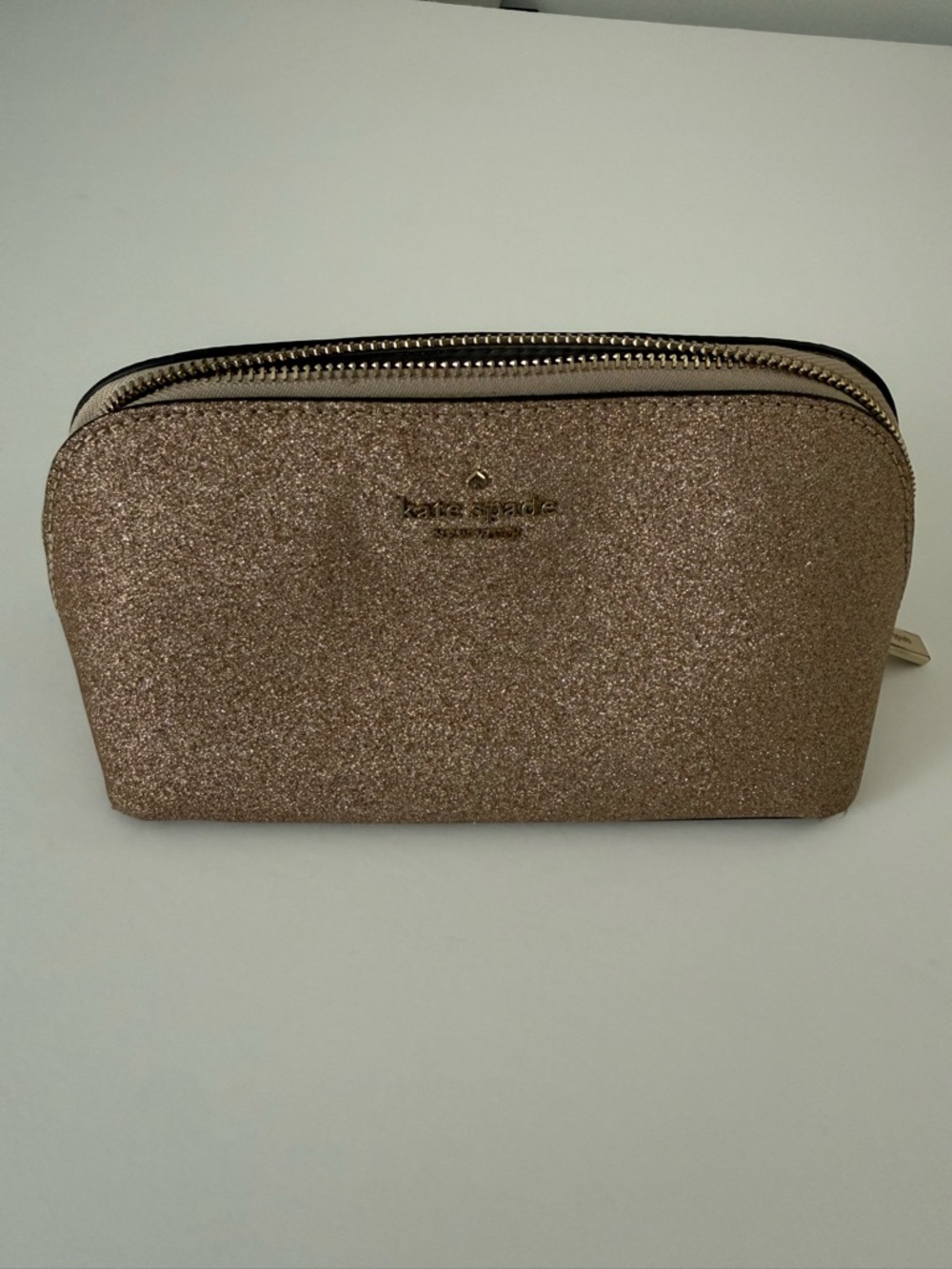 kate spade Glitter Zip Cosmetic Pouch in Gold
